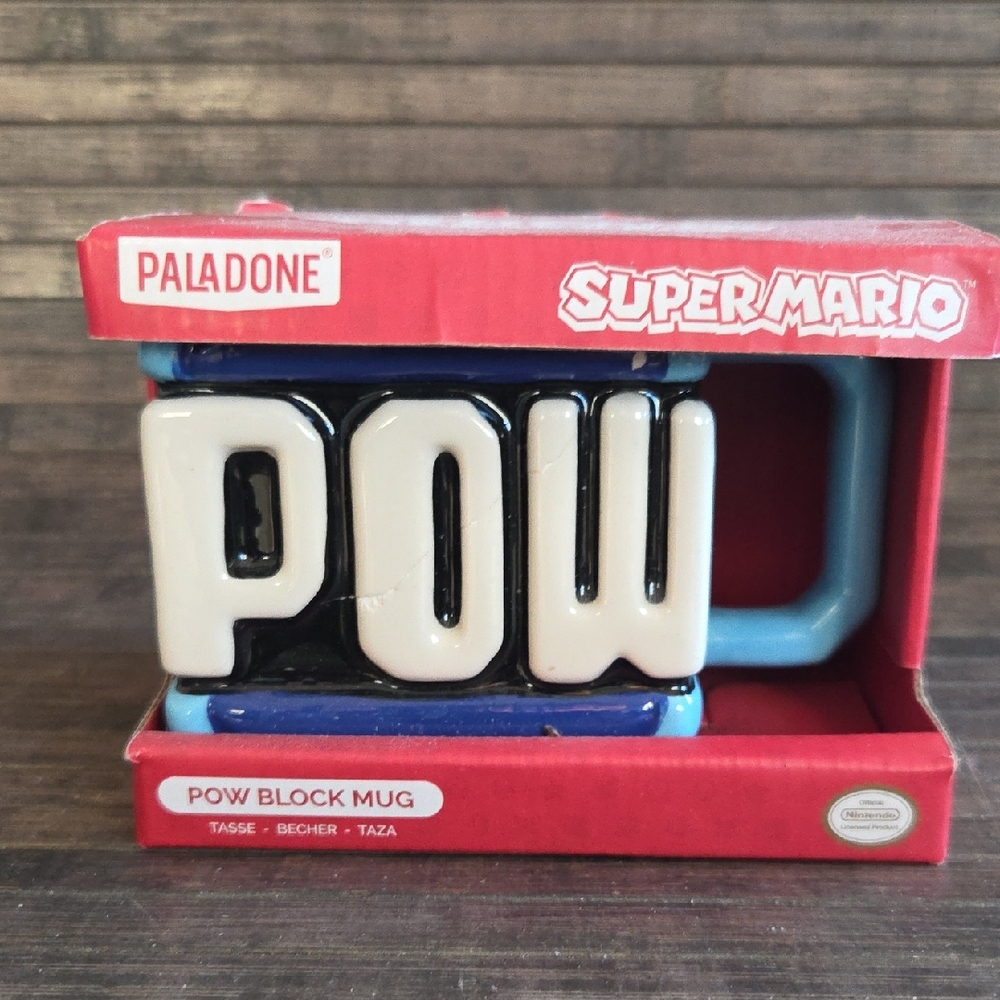Paladone Super Mario POW Block Mug - Blue and White